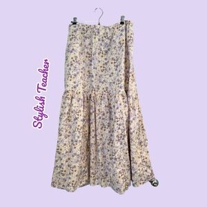 H&M Linen/Cotton Maxi Skirt in Lavender floral size Large